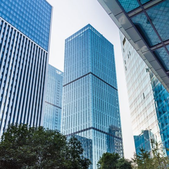 Skyscrapers from a low angle view in Shenzhen,China.
